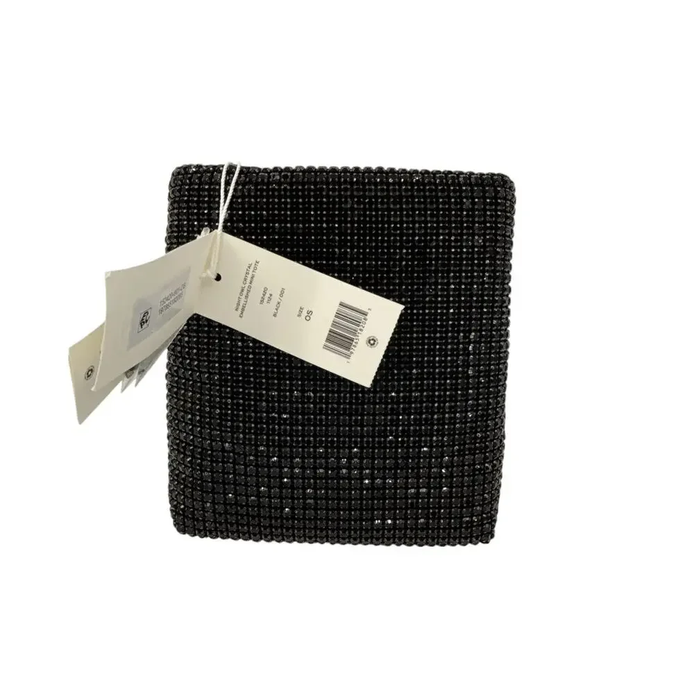TORY BURCH Night Owl Crystal Embellished Mini Tote in Black